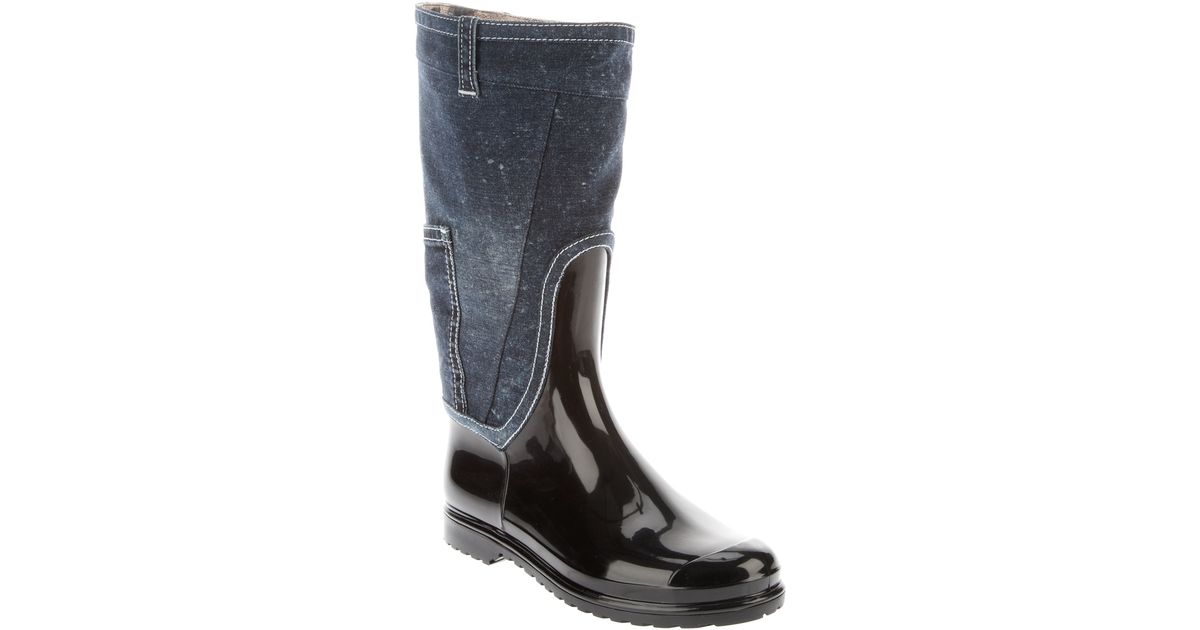 Dolce & Gabbana Rubber and Denim Boot in Blue Lyst