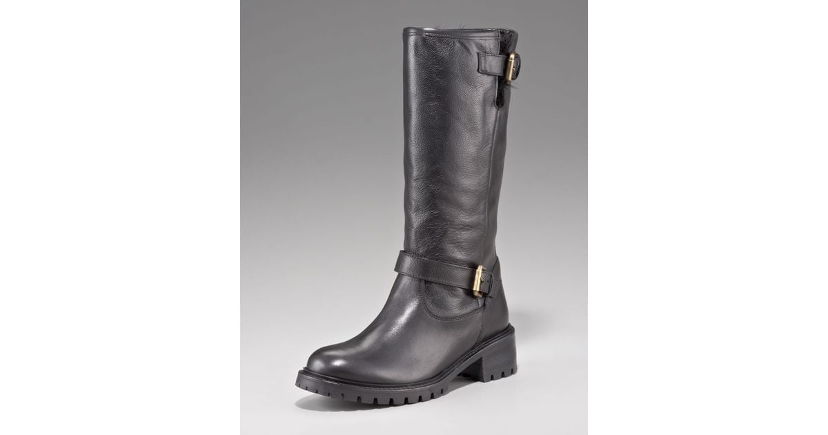 fur lined moto boots