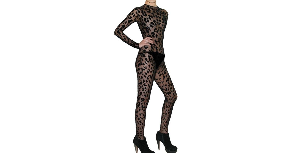 mesh leopard jumpsuit