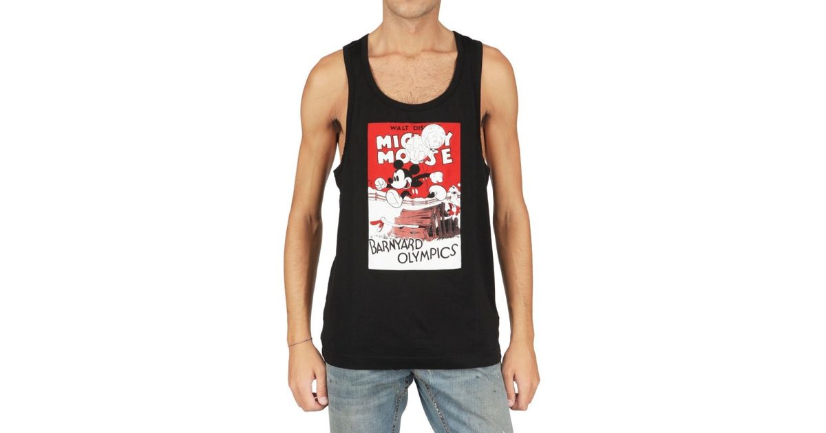 Dolce Gabbana Mickey  Mouse  Jersey Tank  Top  in Black for 