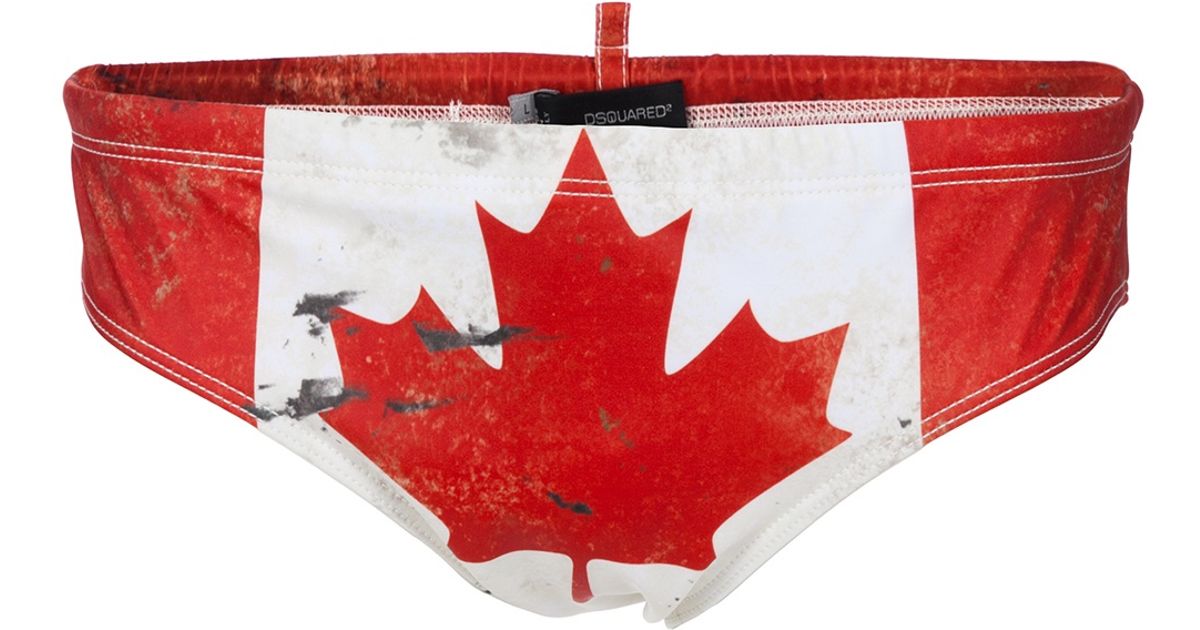 DSquared² Canadian Flag Swimming Trunks in Red for Men - Lyst