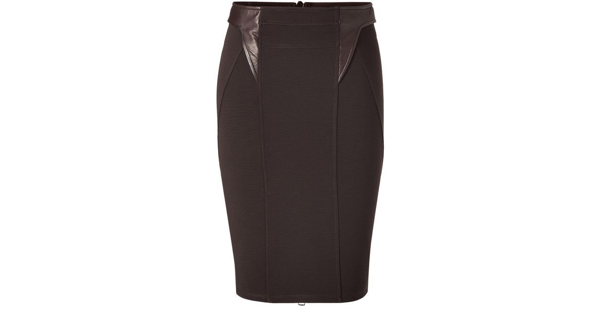 Lyst - Givenchy Dark Brown Pencil Skirt With Gold Two-Way Zip Back in Brown