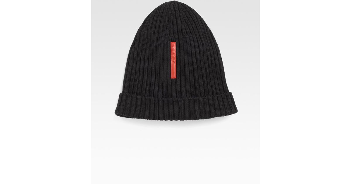 Prada Cappello Knit Hat in Black for Men Lyst