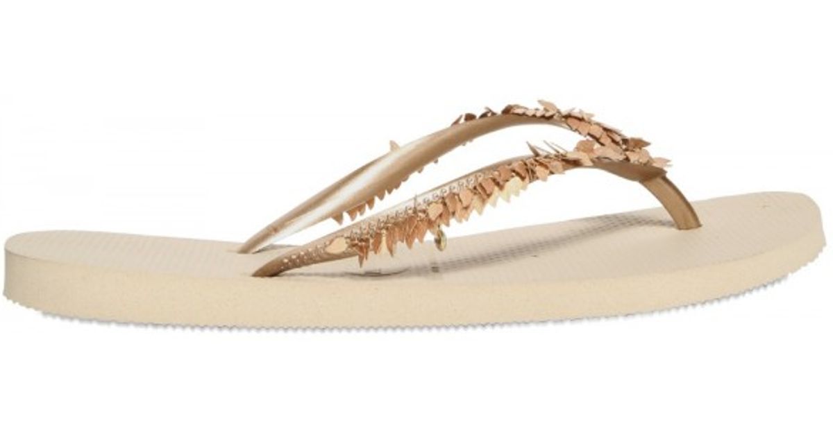 Havaianas Metallic Leaves Flip Flop Flats in Gold (Natural) | Lyst