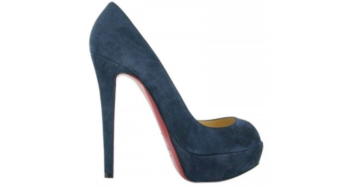 Christian Louboutin 140mm Banana Suede Open Toe Pumps in Navy (Blue) | Lyst