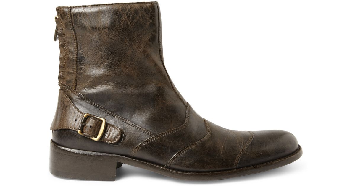 Belstaff Townmaster Distressed Leather Boots in Brown for Men - Lyst