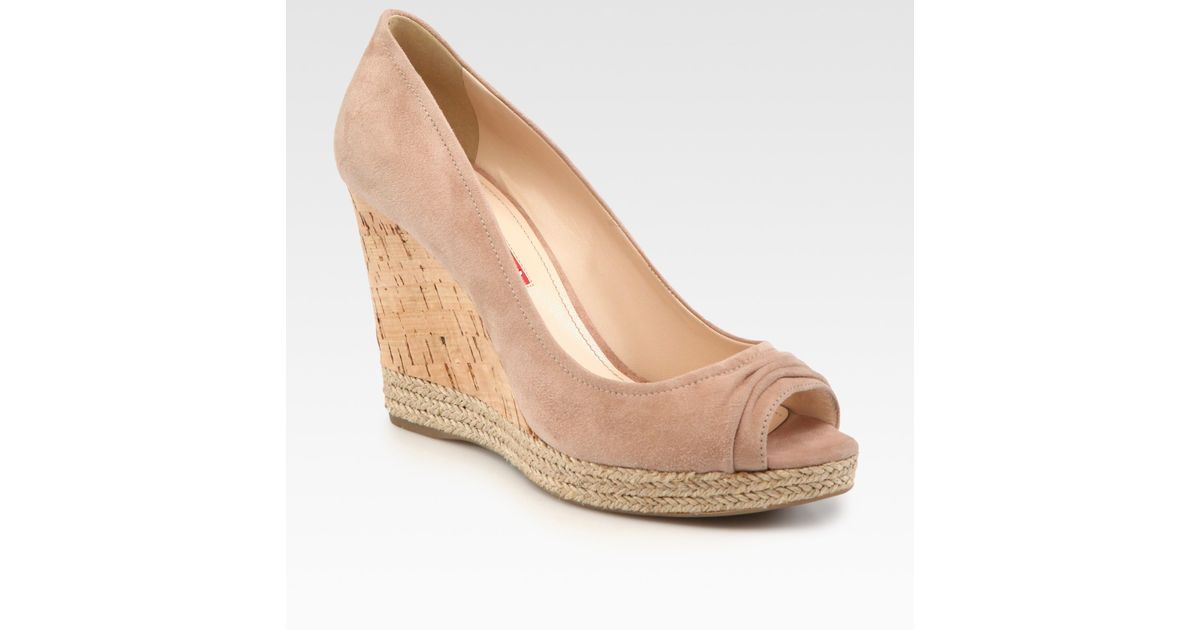 Lyst - Jimmy Choo Nude Suede And Black Patent Leather Peep Toe Tami Pumps in Natural