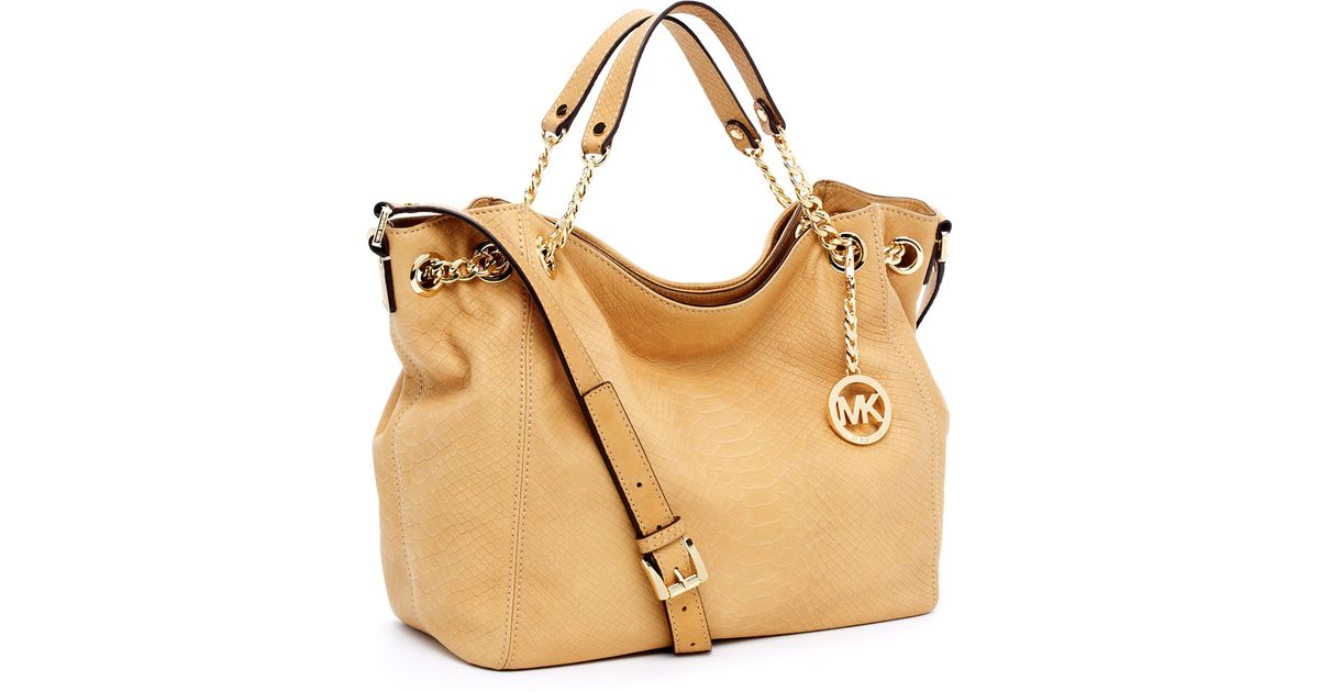 Michael Kors Jet Set Chain Medium Gather Shoulder Tote, Tan in Brown | Lyst