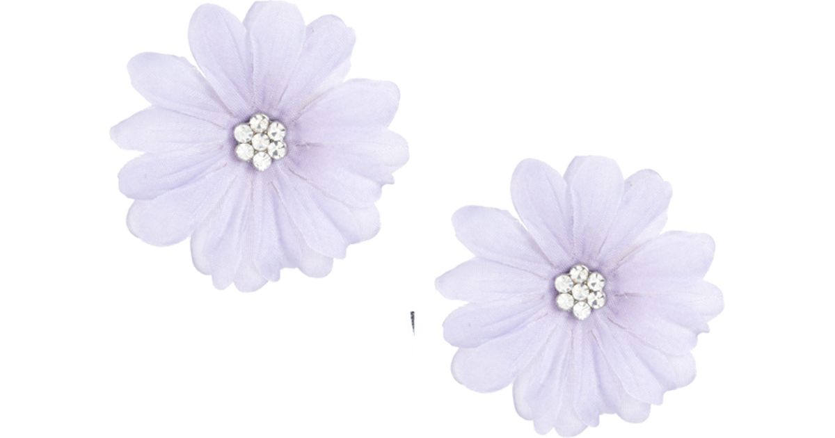 Lyst Asos Fabric Flower Stud Earrings In Purple