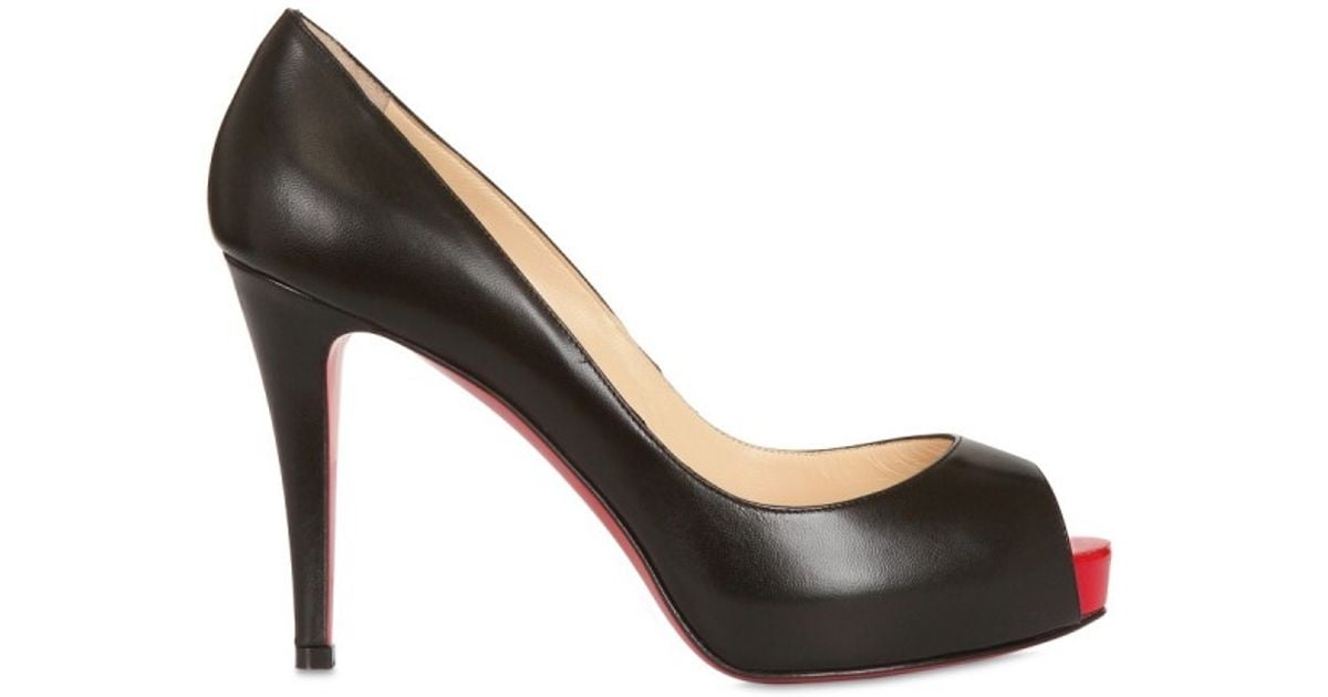 Christian Louboutin 100mm Very Prive Kid Open Toe Pumps in Black | Lyst