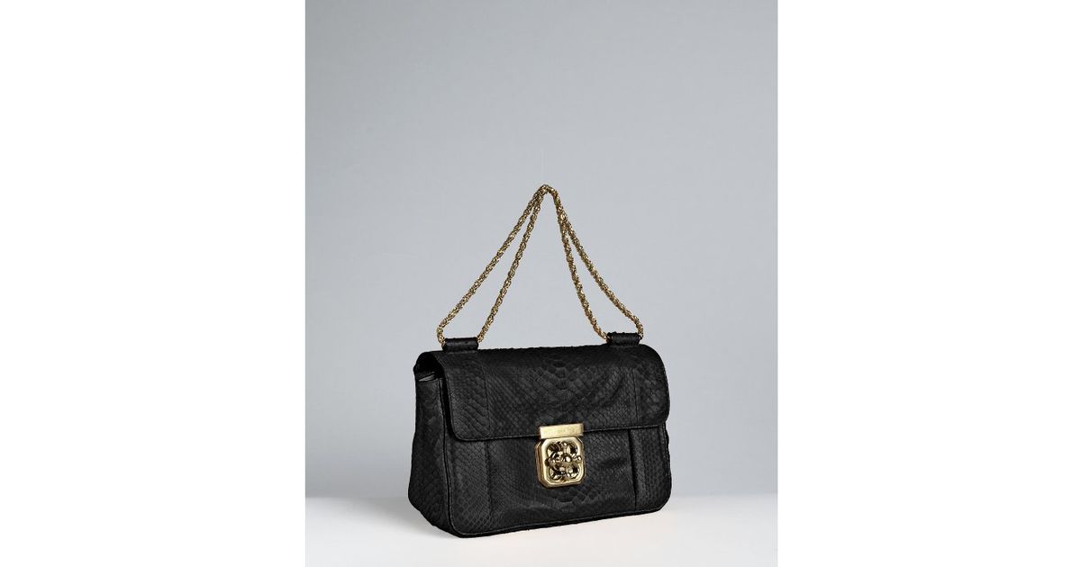 Chlo Black Python Elsie Shoulder Bag in Black | Lyst  