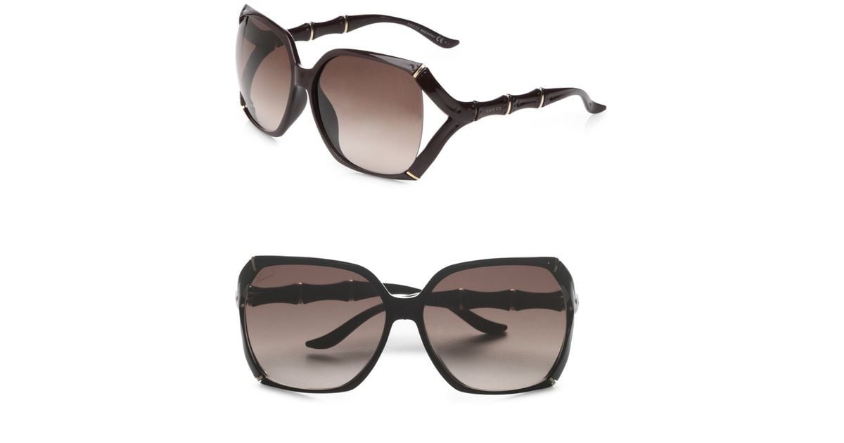Gucci Metal Accented Bamboo Styled Sunglasses In Purple Lyst