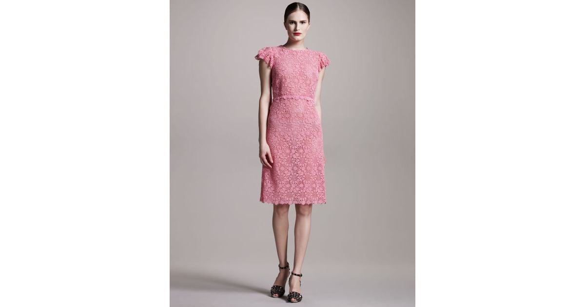 Pink Lace Sheath Dress