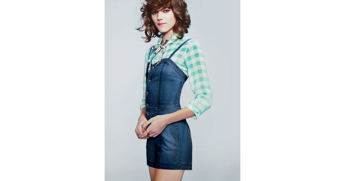 free people denim romper
