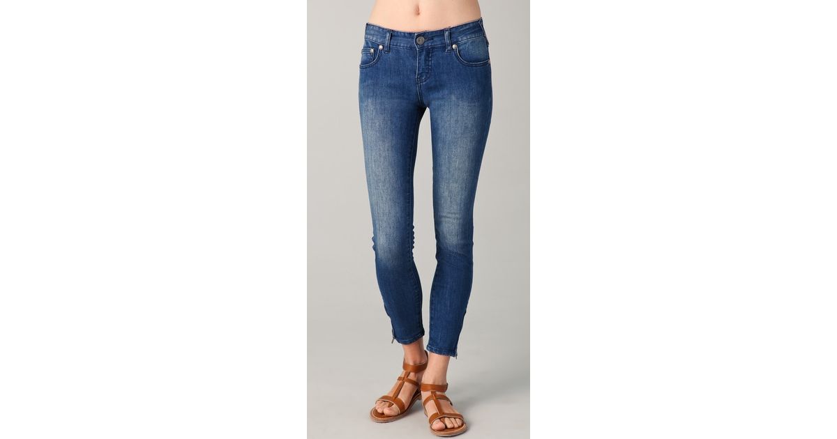 Free People Zipper Skinny Ankle Jeans in Blue | Lyst Canada