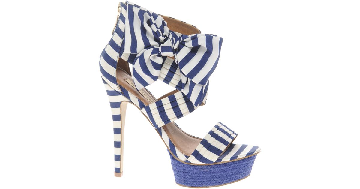 blue and white heels