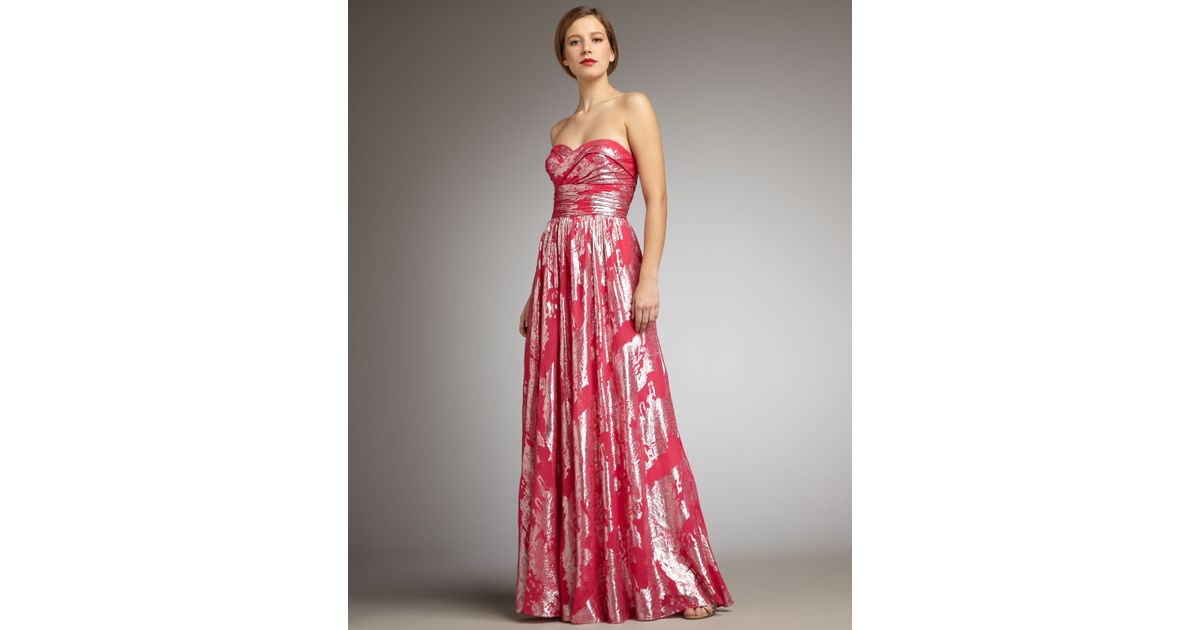 bright pink strapless dress
