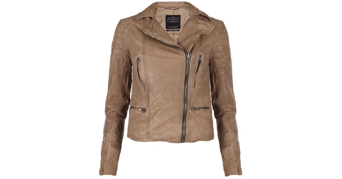 all saints tan leather jacket