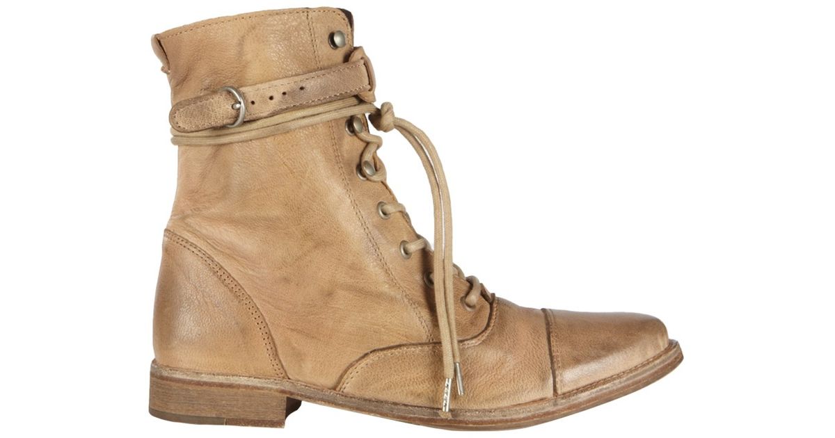 AllSaints Vintage Lace Up Boot in Natural - Lyst