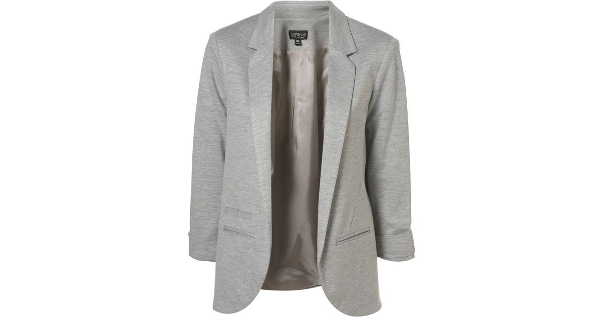 Grey marl single button boyfriend jacket