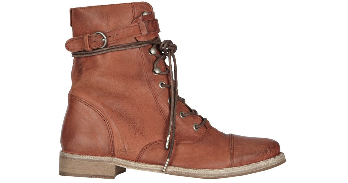 AllSaints Vintage Lace Up Boot in Coral (Brown) | Lyst