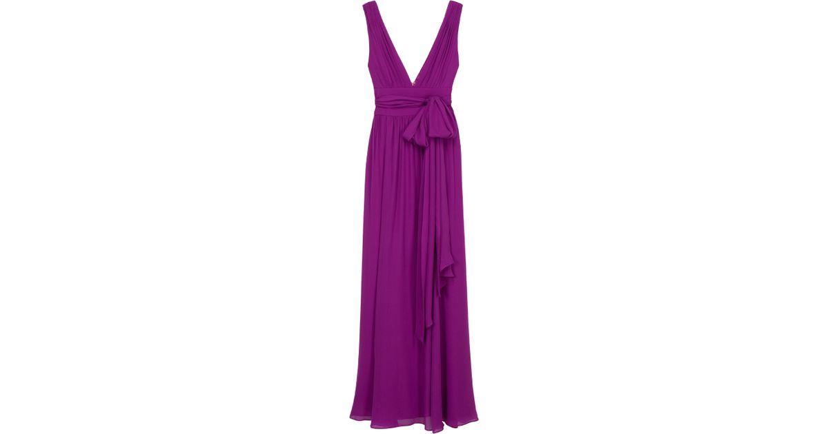 Halston Waist Tie Grecian Gown in Purple - Lyst