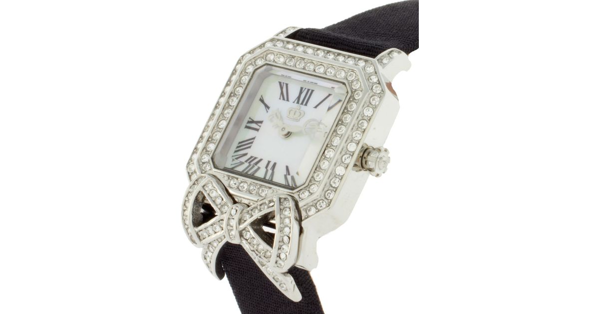 Juicy Couture Strap Watch With Crystal Bezel And Bow In Black Lyst