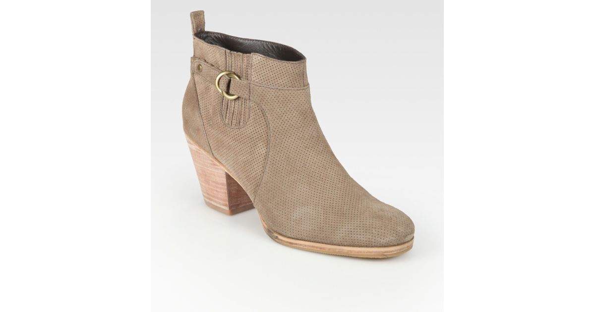 Rachel Comey Perforated Suede Ankle Boots in Sand (Natural) - Lyst