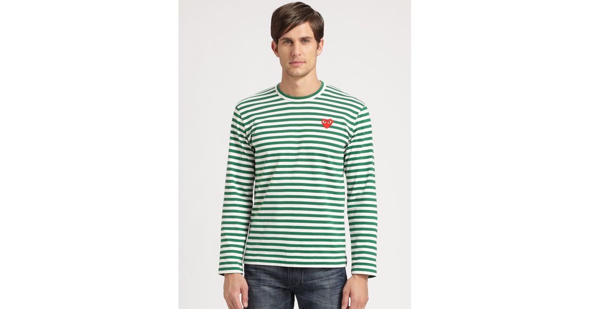 comme des garcons striped shirt green