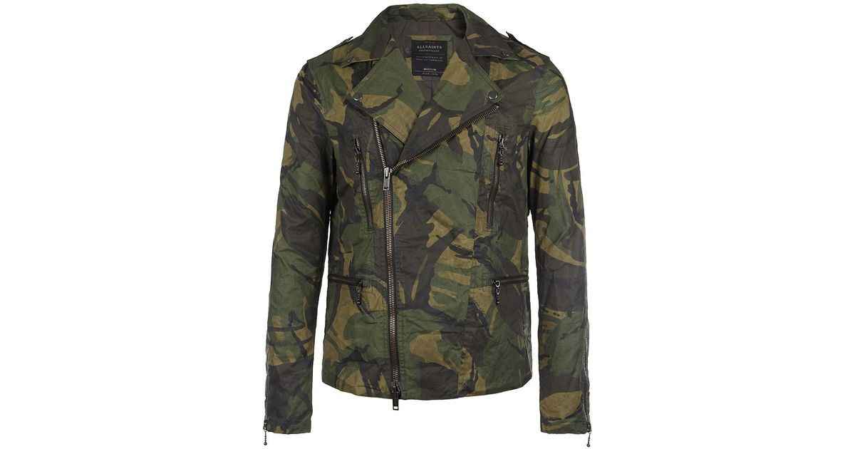 AllSaints Spurr Biker Jacket in Camo (Green) for Men - Lyst