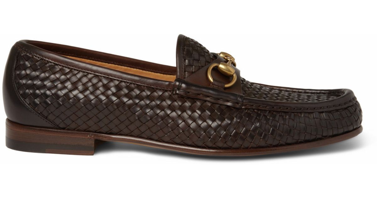 Gucci Woven Leather Horsebit Loafers in 