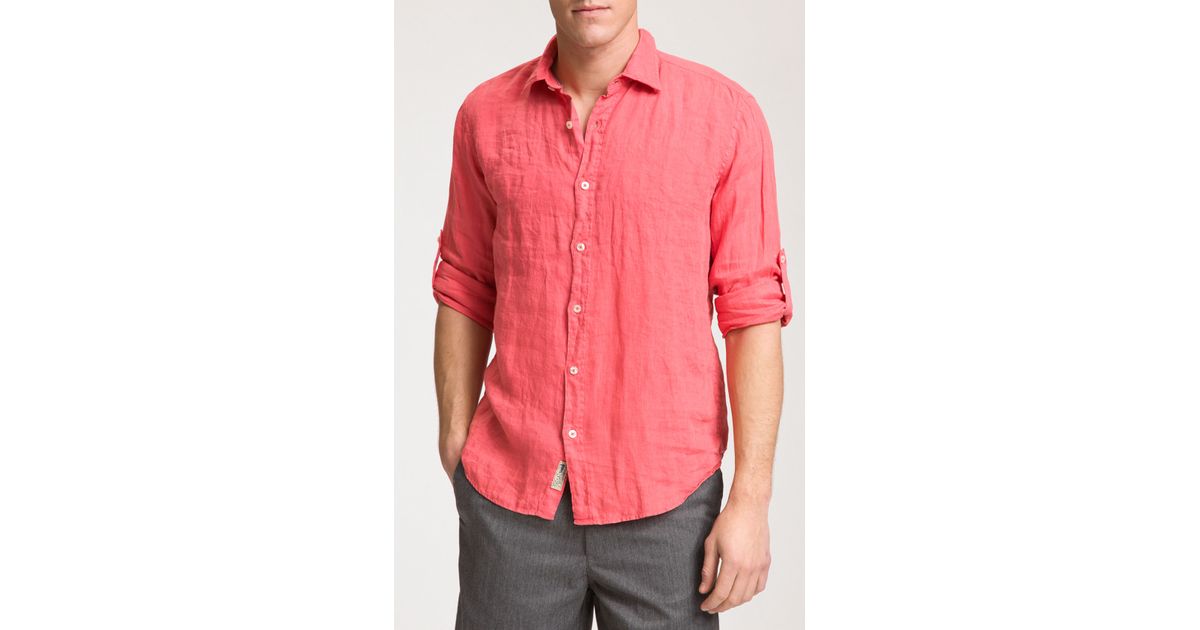 Just a cheap shirt (men's) Long Sleeve Linen Shirt in Pink for Men (red) Lyst
