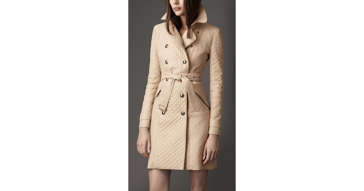 Burberry Quilted Taffeta Trench Coat in Natural Lyst