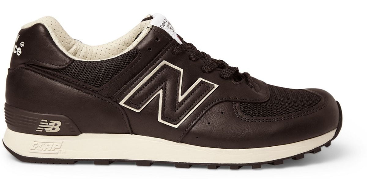 New Balance 576 Leather and Mesh Running Sneakers in Brown for Men - Lyst
