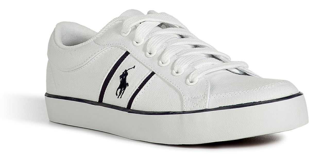 Canvas Men Polo Sneakers Lauren Bolingbrook Ralph Pure White For n0mNwy8vO