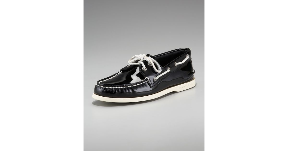 black patent leather sperrys