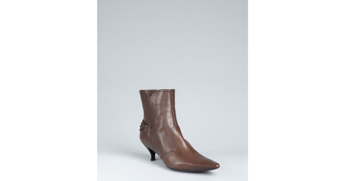 Lyst - Tod'S Coffee Leather Kitten Heel Ankle Boots in Brown