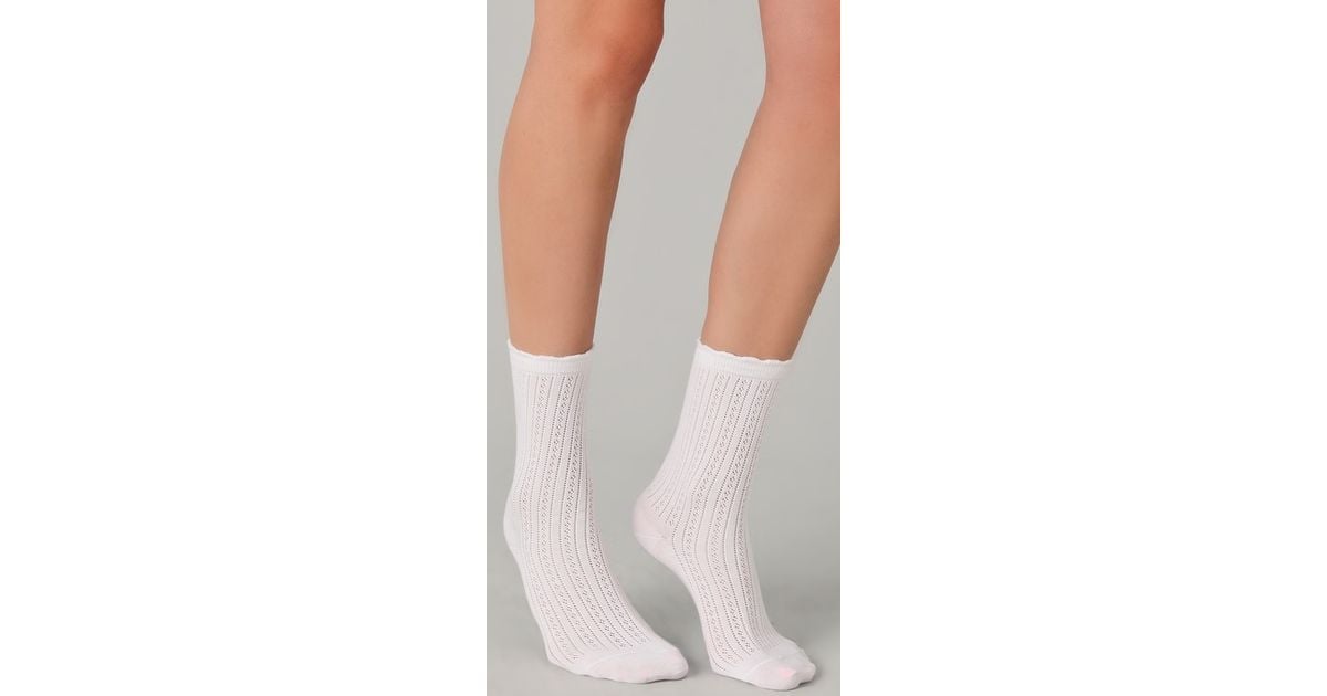 Falke structured pointelle socks in white lyst