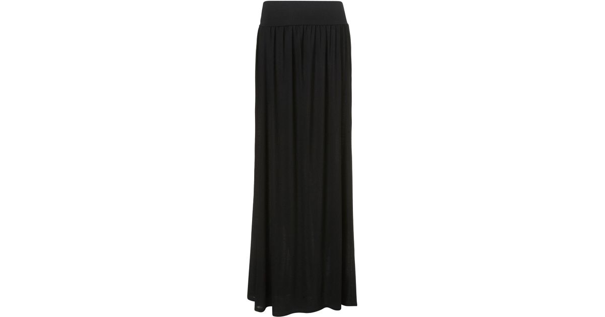 Lyst - Topshop Fold Over Waistband Maxi Skirt in Black