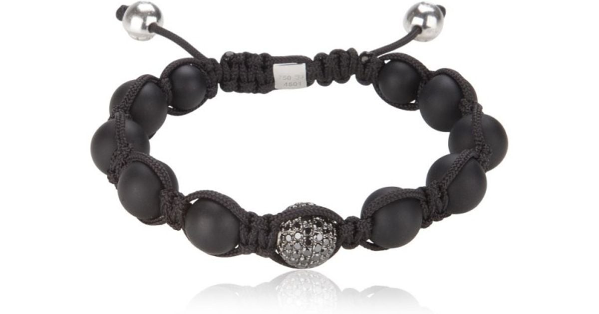 Shamballa Jewels Cotton Black Onyx Black Diamond Bead Bracelet - Lyst