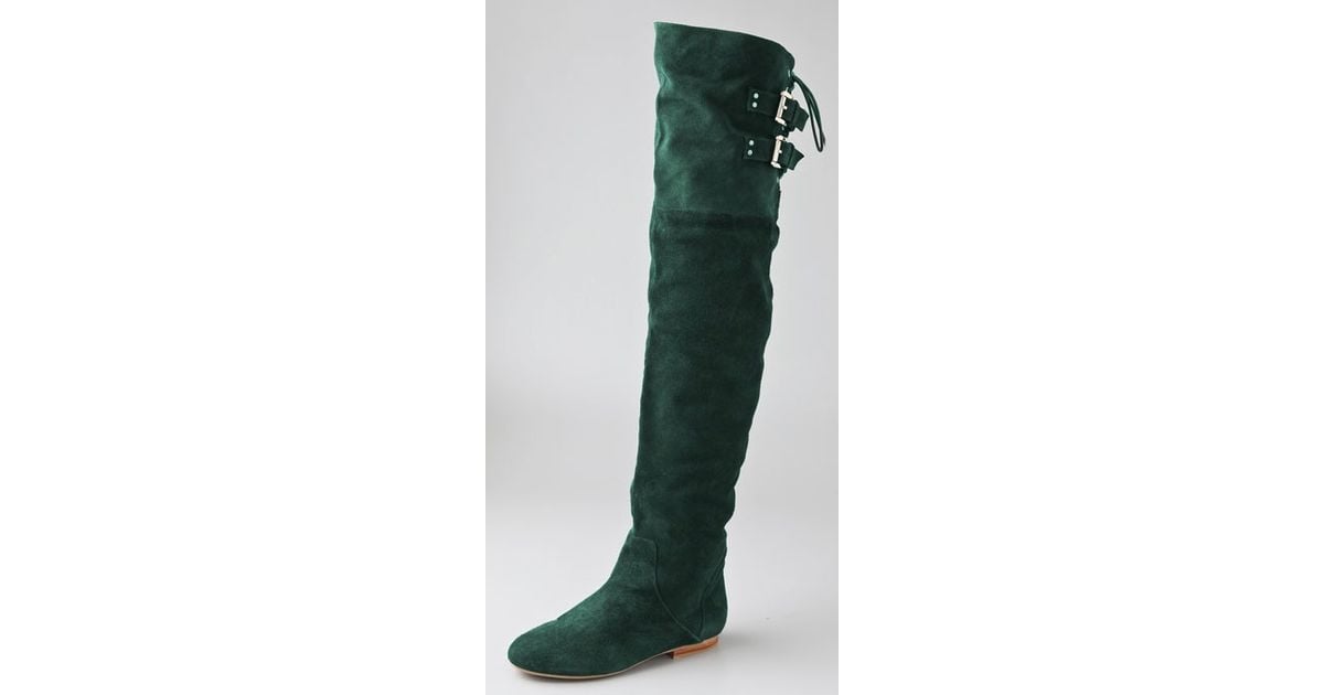 Jeffrey Campbell Lubbock Suede Over The Knee Boots in Green | Lyst