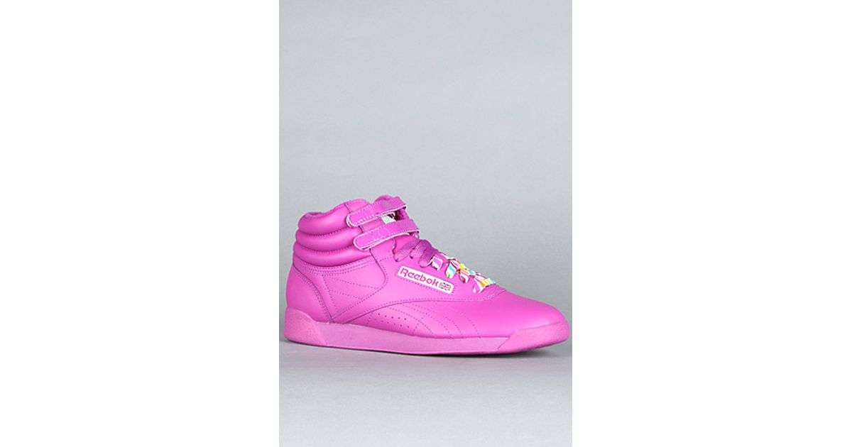 neon purple sneakers