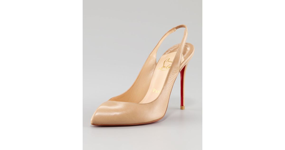 Christian louboutin Corneille Asymmetric Slingback Beige in Beige ...