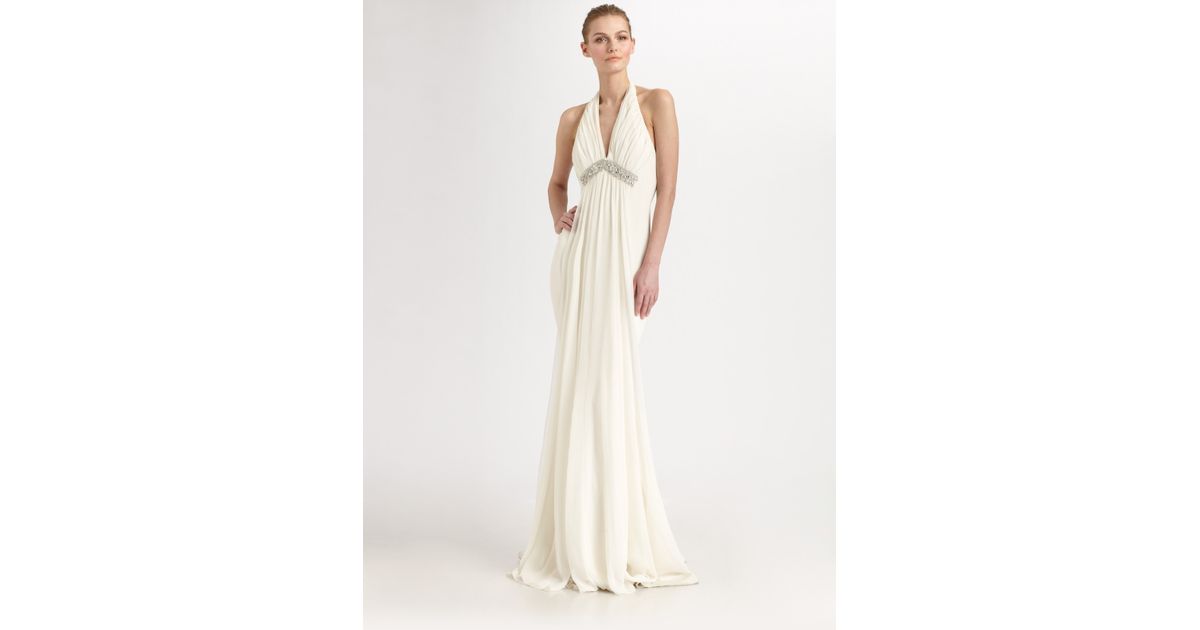 white halter gown
