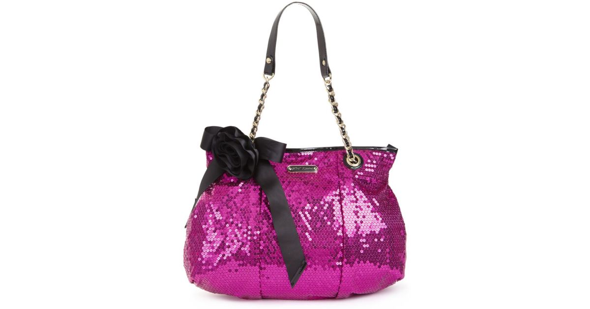 betsey johnson pink sequin purse