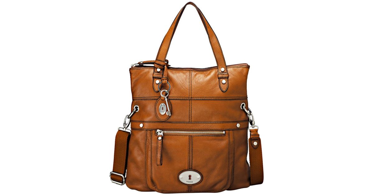 Lyst Fossil Maddox Convertible Foldover Tote In Brown