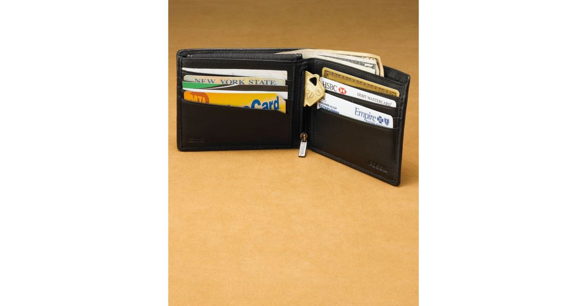 Fossil Evans Zip Passcase Wallet in Black for Men Lyst