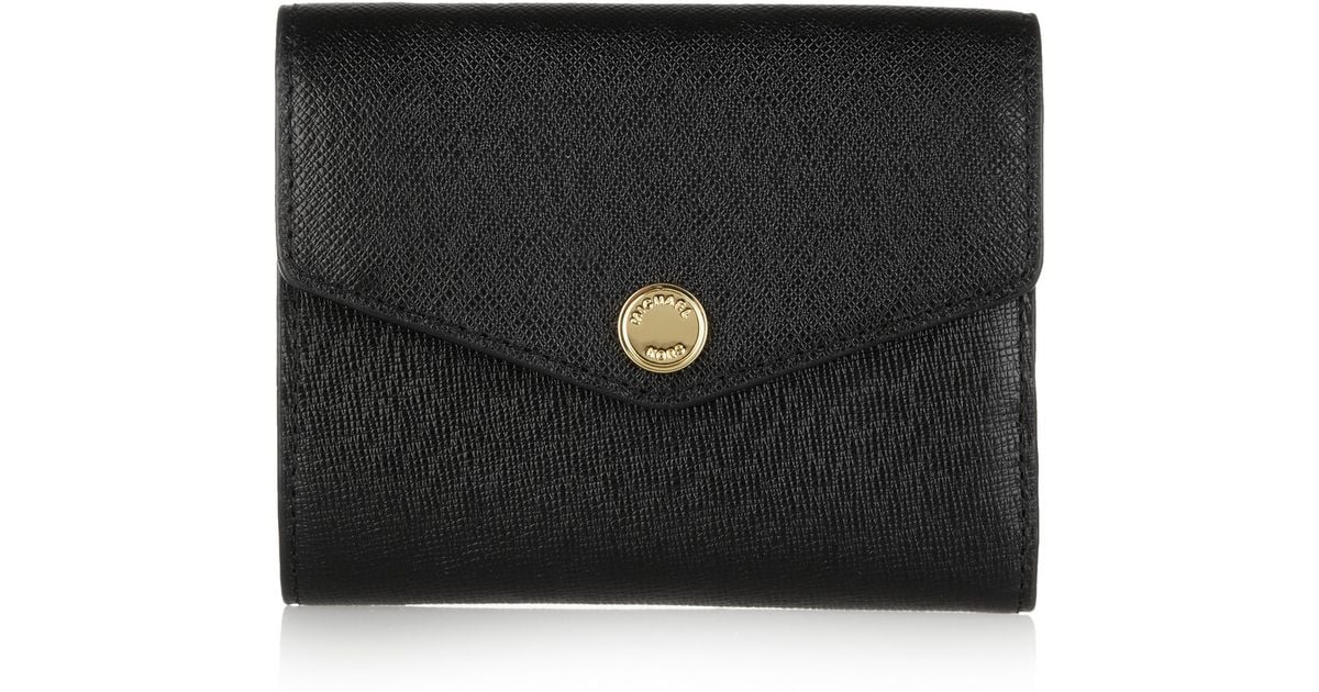 MICHAEL Michael Kors Small Colorblock Texturedleather Wallet in Black - Lyst