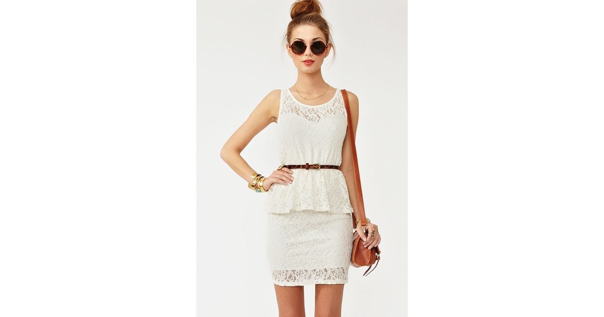 Lyst Nasty Gal Lace Peplum Dress in Natural