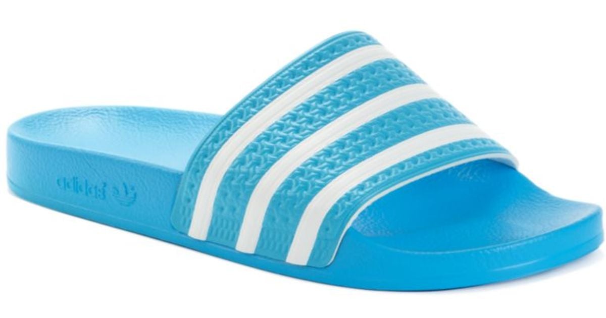adidas Adilette Slides in Blue/White/Blue (Blue) for Men - Lyst